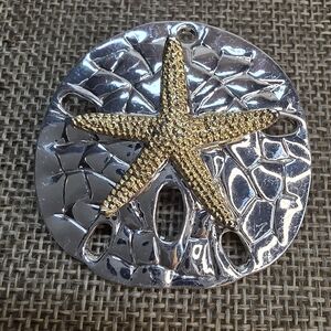 Silver & Gold Starfish Sand Dollar Pendant Michael Anthony Jewelry (MJ)